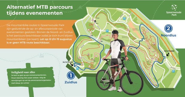 Afsluiting van het MTB parcours tbv van de zomer festivals.